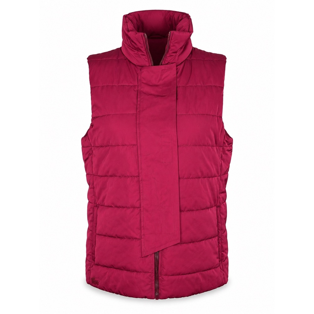 Lacoste Puffer Vest 40 M Pink Quilted Preppy Gorpcore Travel Full Zip Logo